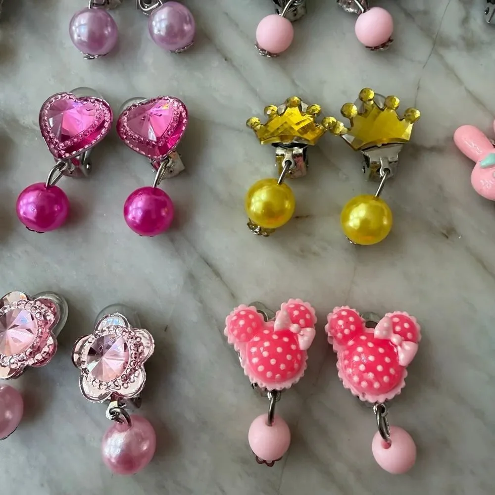 Set of 13 Adorable Cartoon Shape Earring Clips Kids Earrings Toy Girls Ear Decor